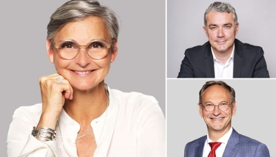 La patronne de KPMG France, Marie Guillemot, avec Damien Allo et Pierre Planchon, deux membres du directoire.