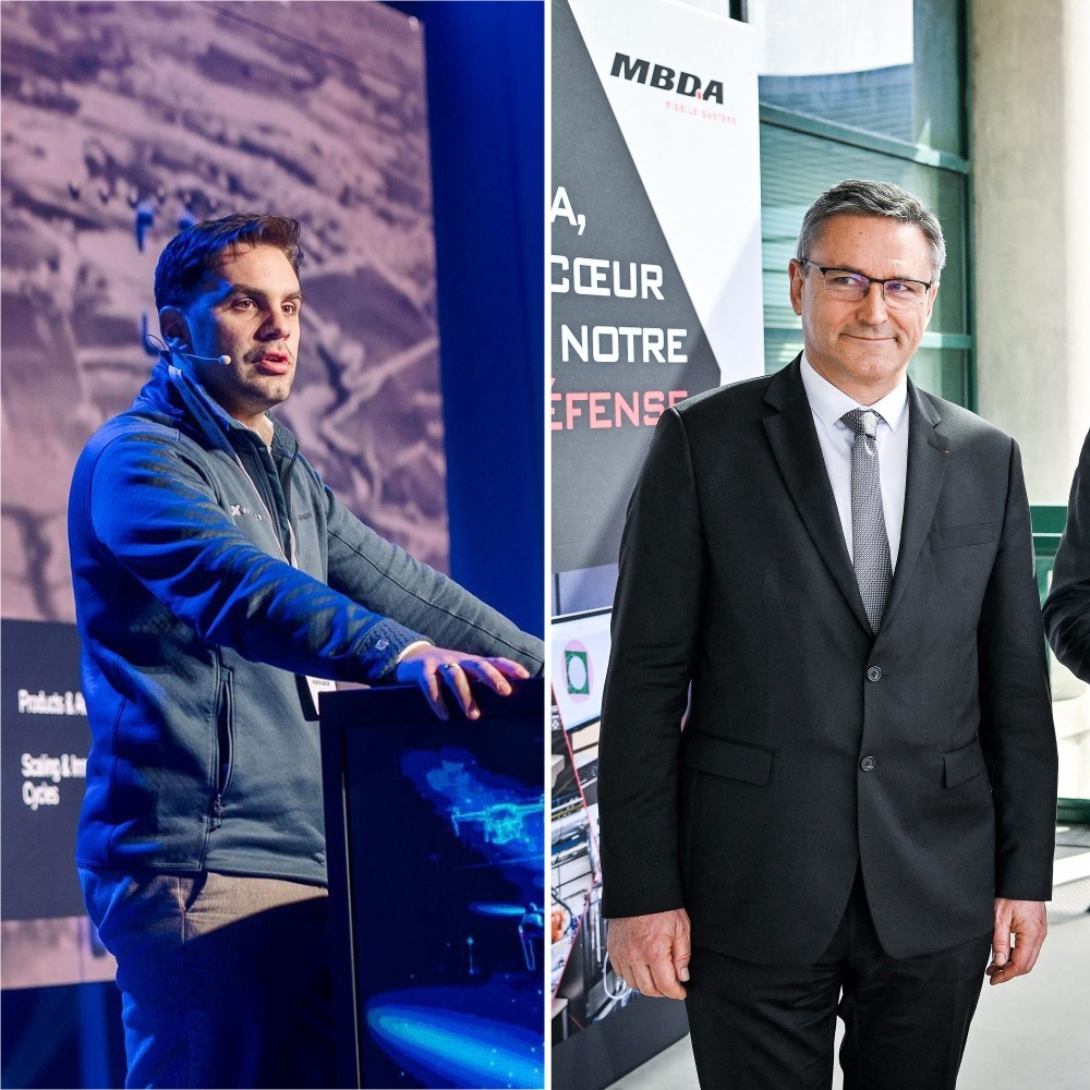 Hadrien Canter (à g.), cofondateur d'Alta Ares, et Éric Beranger, PDG de MBDA.