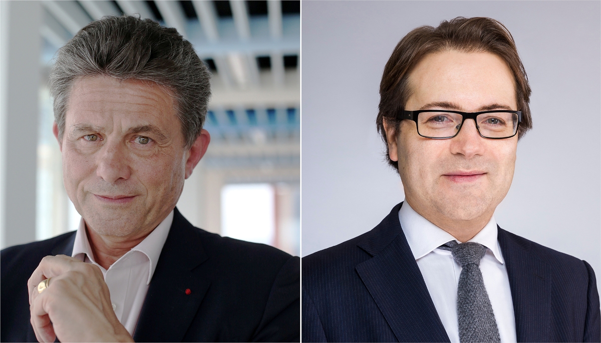 Le président de l'Institut Montaigne, Henri de Castries, et Eudoxe Denis.