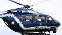 Vue d'un hélicoptère Eurocopter EC145 de la gendarmerie, près de Bourges, le 3 mai 2026.