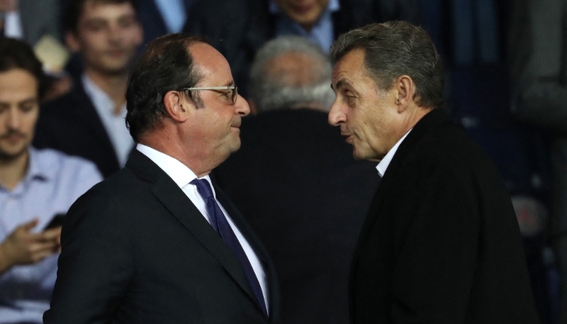 François Hollande et Nicolas Sarkozy, au Parc des Princes, en septembre 2017.