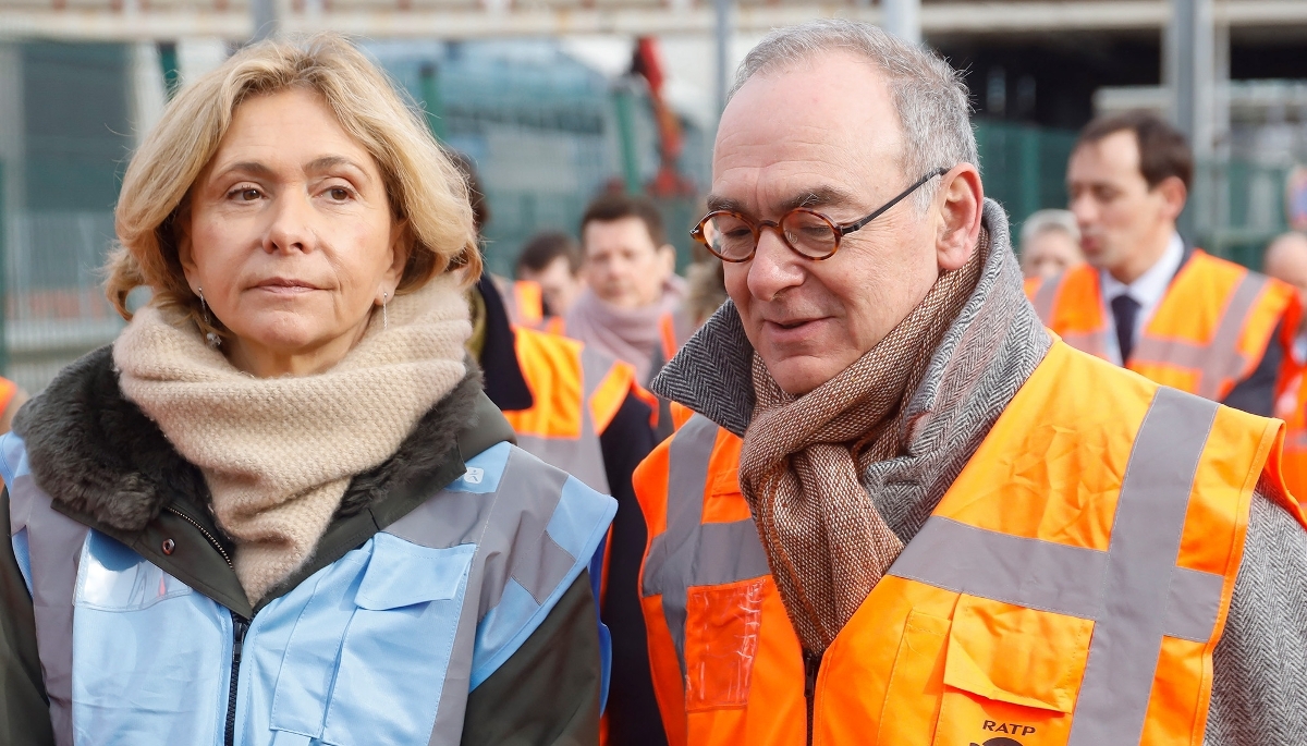 Valérie Pécresse, présidente d'Île-de-France Mobilités, et Xavier Piechaczyk, PDG de la RATP, à Massy, le 20 février 2026.