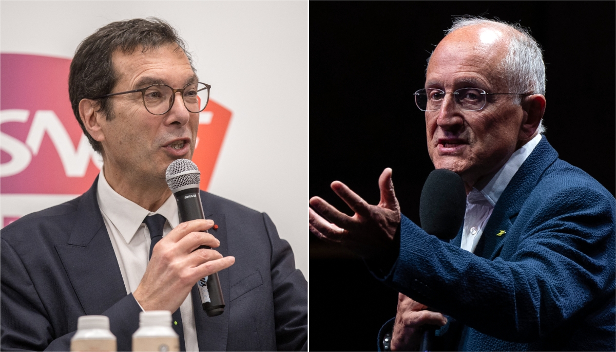 Le patron de la SNCF, Jean-Pierre Farandou (à gauche), et son homologue de La Poste, Philippe Wahl.
