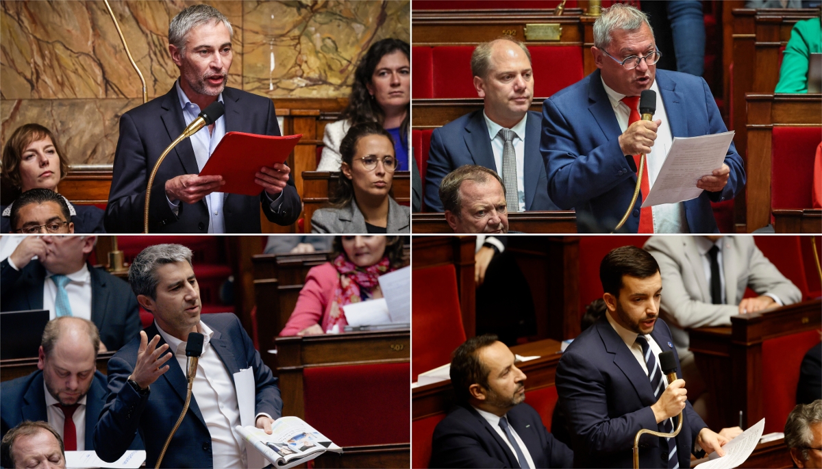 De g. à dr. et de h. en b. : Jérôme Legavre, Nicolas Sansu, François Ruffin et Jean-Philippe Tanguy.