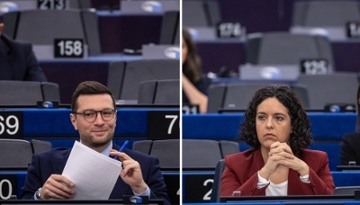 Les eurodéputés Jordan Bardella et Manon Aubry.