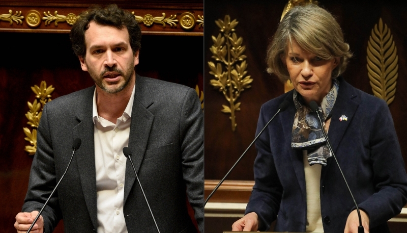 Les députés Bastien Lachaud (LFI) et Anne Genetet (Renaissance).