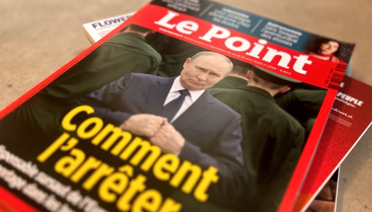 Vue de la Une de l'hebdomadaire Le Point.