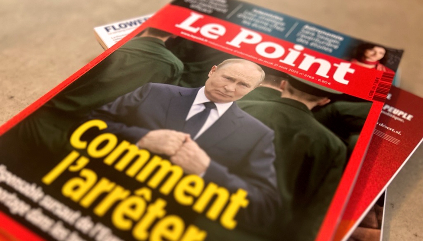Vue de la Une de l'hebdomadaire Le Point.