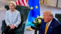 President of the European Commission Ursula von der Leyen and U.S. President Donald Trump,  during a meeting at Trump Turnberry golf club on 27 July 2025 in Turnberry, Scotland.