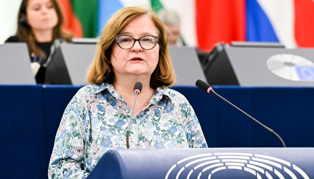 L'eurodéputée Nathalie Loiseau, le 7 juillet 2026,lors d'une session plénière au Parlement européen.
