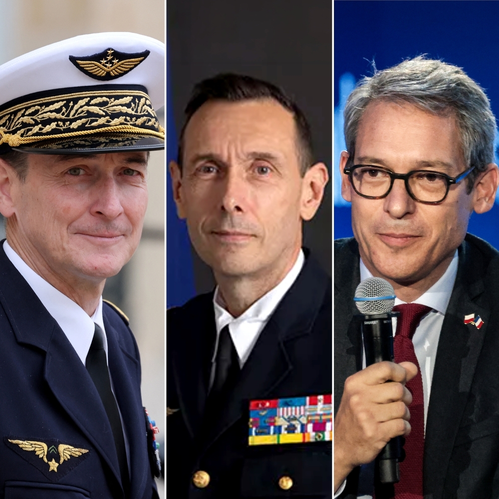 Le chef d'état-major des armées, Fabien Mandon, le représentant militaire français auprès de l'Otan, Cyril Carcy, et l'ambassadeur David Cvach.
