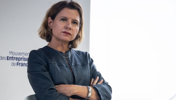 Catherine MacGregor, directrice générale d'Engie, lors d'une réunion organisée par le Medef à l'hippodrome de Longchamp, à Paris, le 26 août 2024.
