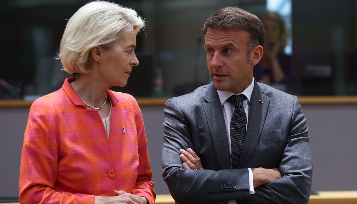 Ursula von der Leyen et Emmanuel Macron, lors du Conseil européen à Bruxelles, le 27 juin 2024.