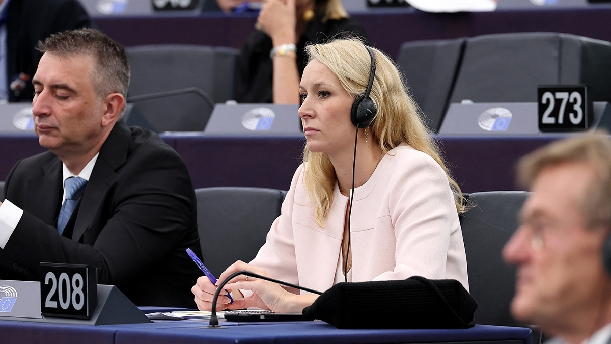Marion Maréchal, au Parlement européen à Strasbourg, en juillet 2024.