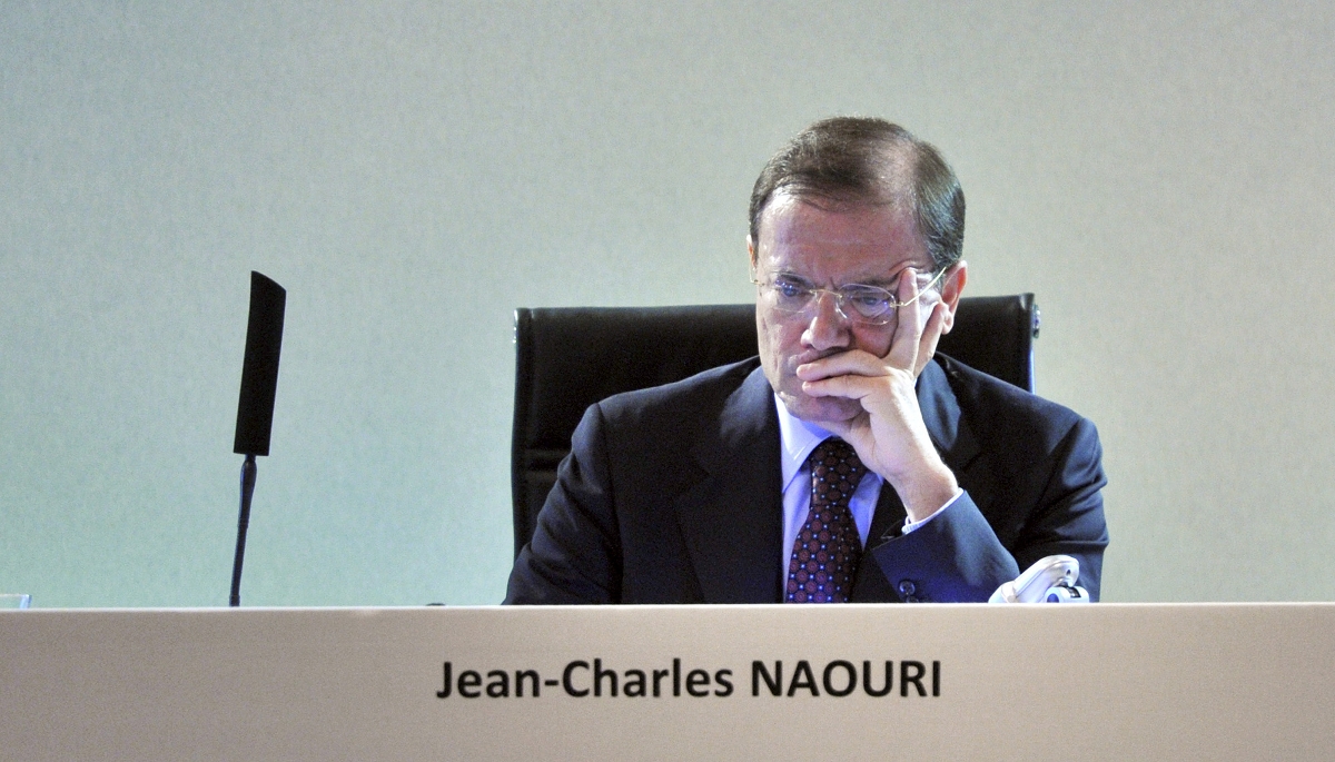 Jean-Charles Naouri, à l'époque PDF de Casino, lors d'une assemblée pour présenter les résultats du groupe. 