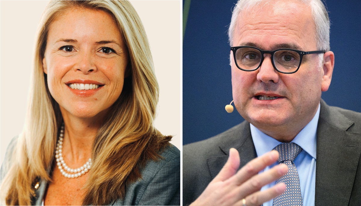 Nathalie Moll, directrice générale de l'Efpia, et Stefan Oelrich, président de Bayer.