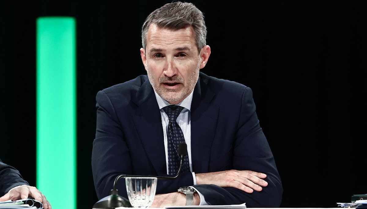 Philippe Palazzi, à l'assemblée générale du groupe Casino, le 30 avril 2025, à Puteaux, près de Paris.