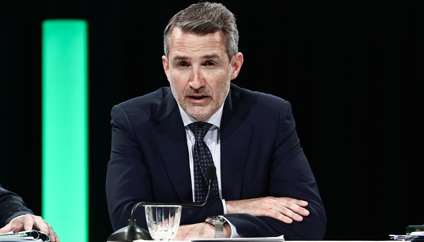 Philippe Palazzi, à l'assemblée générale du groupe Casino, le 30 avril 2025, à Puteaux, près de Paris.