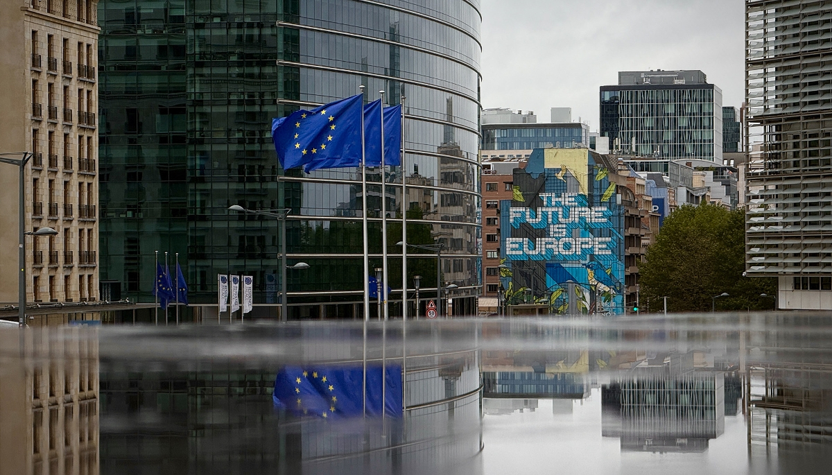 Vue des bâtiments du quartier européen à Bruxelles, le 30 septembre 2024.