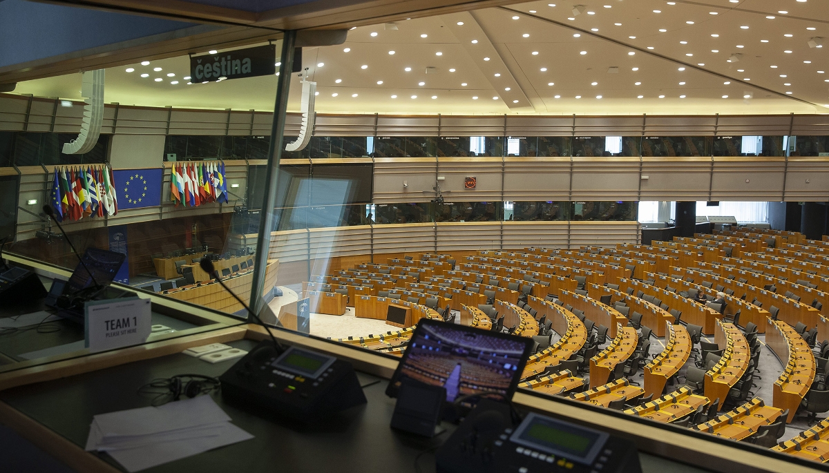 L'hémicycle du Parlement européen, à Bruxelles.