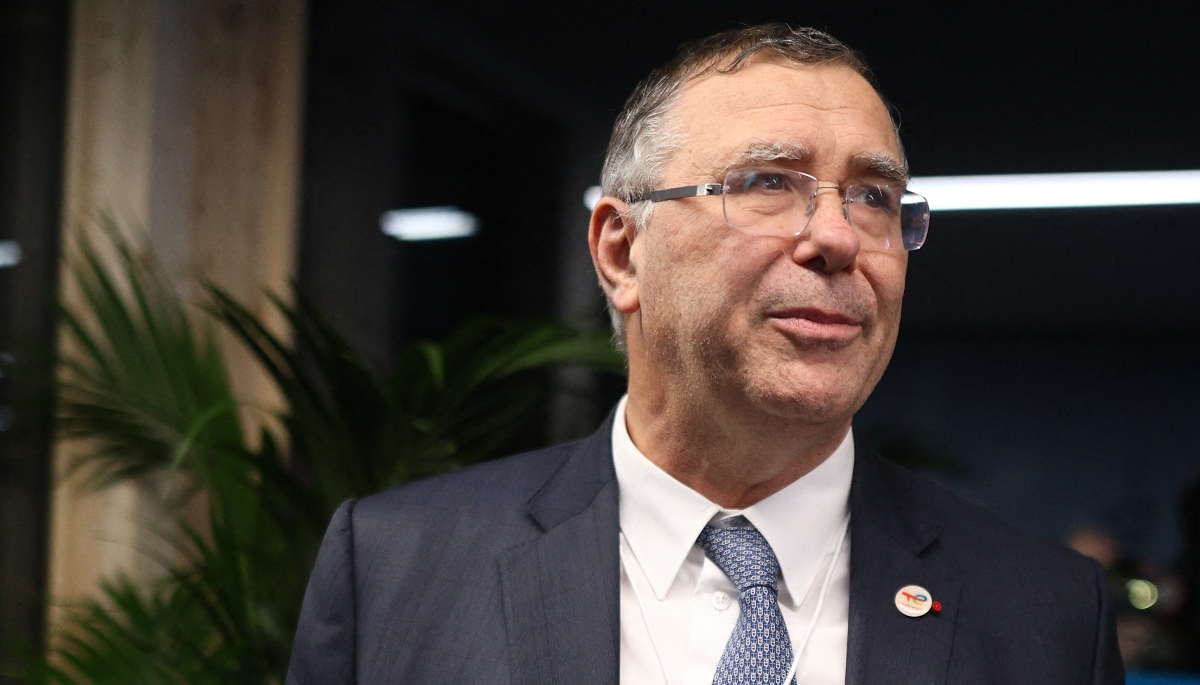 Le PDG de TotalEnergies, Patrick Pouyanné, au forum économique de Davos, le 20 janvier 2026.
