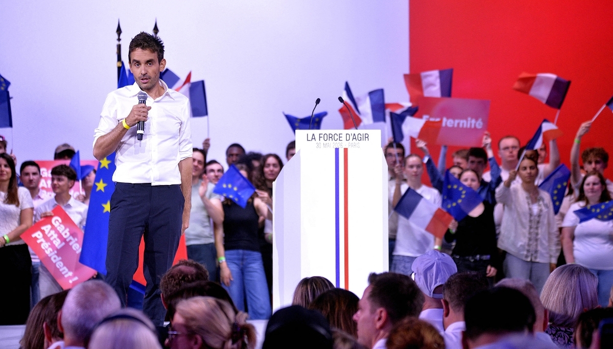 Le chef d'entreprise Paul Morlet, lors du meeting de Gabriel Attal au parc des expositions de la Porte de Versailles, le 30 mai 2026.