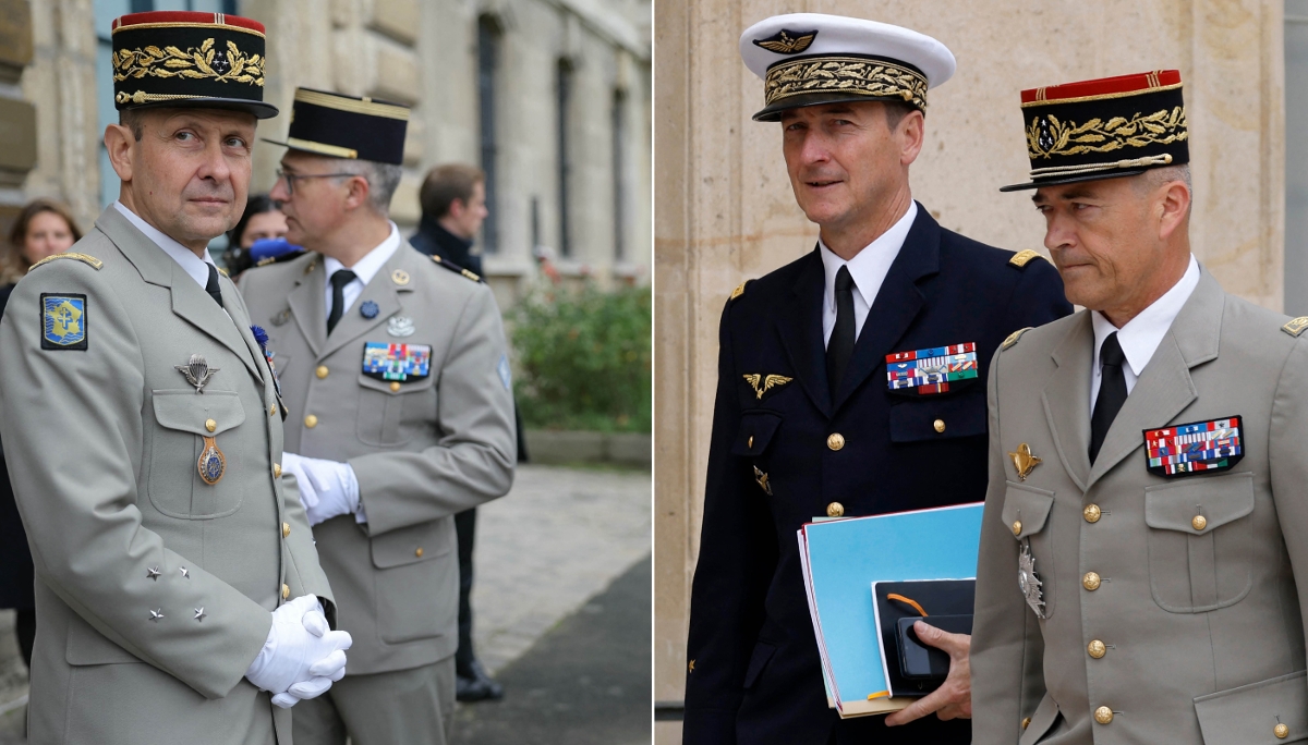 Les généraux Vincent Giraud, Fabien Mandon et Thierry Burkhard (de gauche à droite).