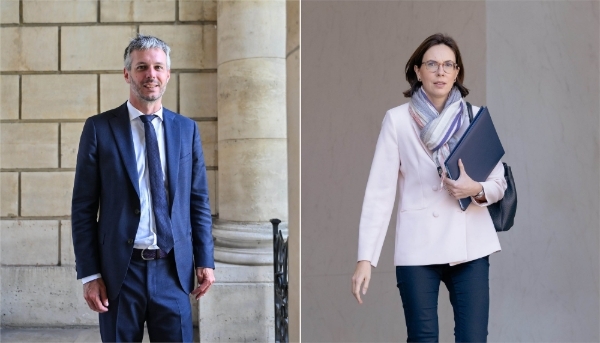 Loïc Kervran, vice-président de la commission de la défense à l'Assemblée, et Amélie de Montchalin, ministre des comptes publics.