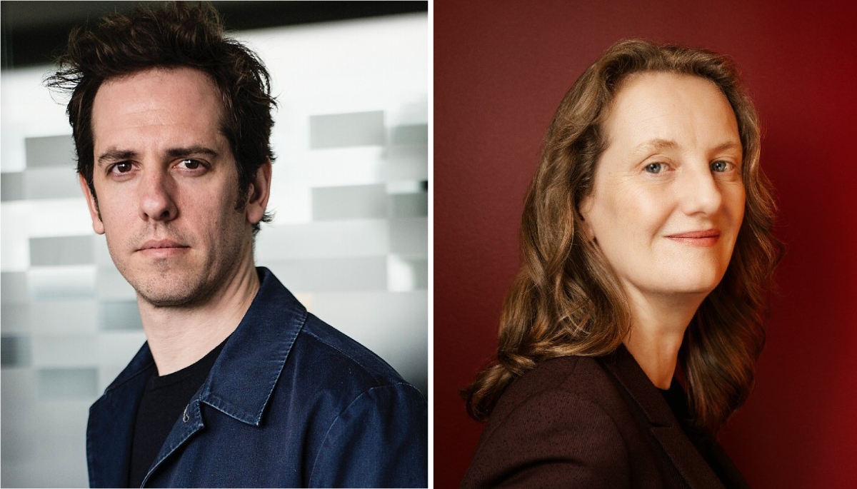 Le directeur général du Nouvel Obs, Sandro Martin, et la directrice de la rédaction, Cécile Prieur.