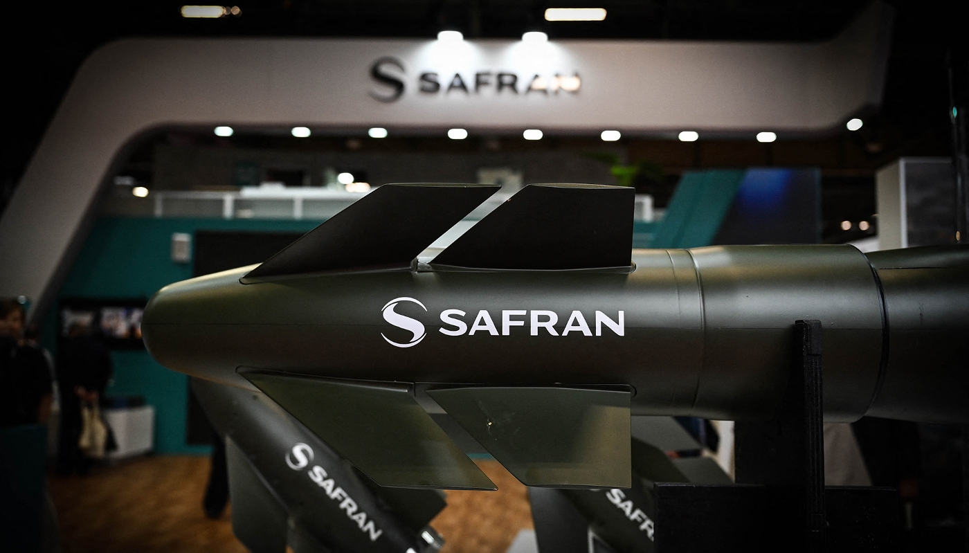 Vu du stand Safran, à l'Eurosatory, près de Paris, en juin 2024.