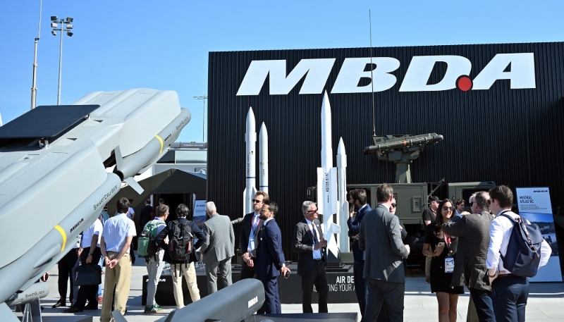 Le stand du fabricant de missiles MBDA, au salon du Bourget de 2025.