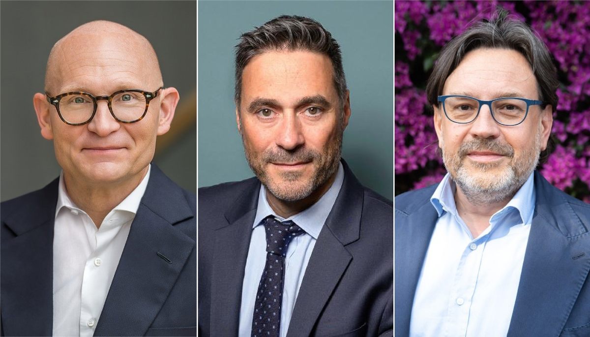 Trois des principaux membres du lobby Medicines for Europe : Steffen Saltofte (Zentiva), Christophe Delenta (Sandoz) et Artur Cwiok (Viatris).