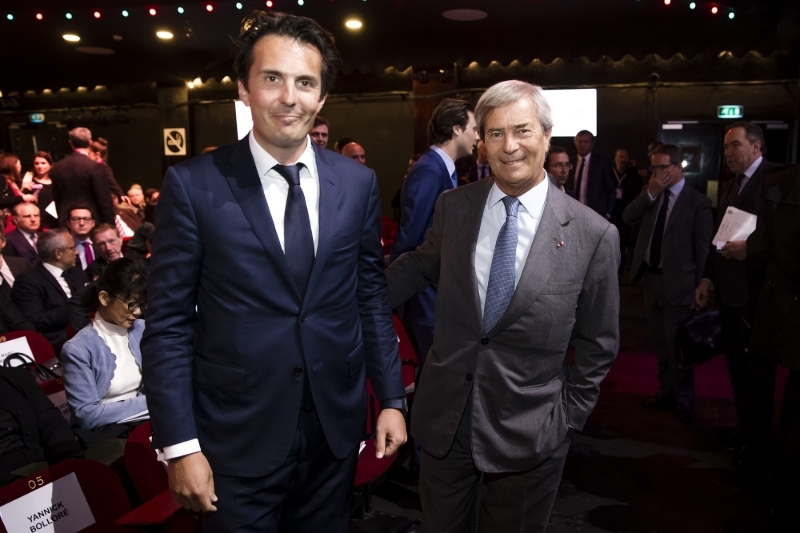 Yannick Bolloré (à gauche) et son père Vincent Bolloré, en 2017.