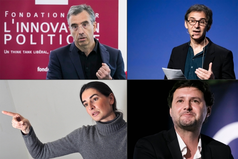 De gauche à droite, et de haut en bas, Dominique Reynié, directeur général de la Fondation pour l'innovation politique ; Gilles Finchelstein, DG de la Fondation Jean-Jaurès ; Agnès Verdier-Molinié, directrice de l'IFRAP et Olivier Babeau, président de l'Institut Sapiens.