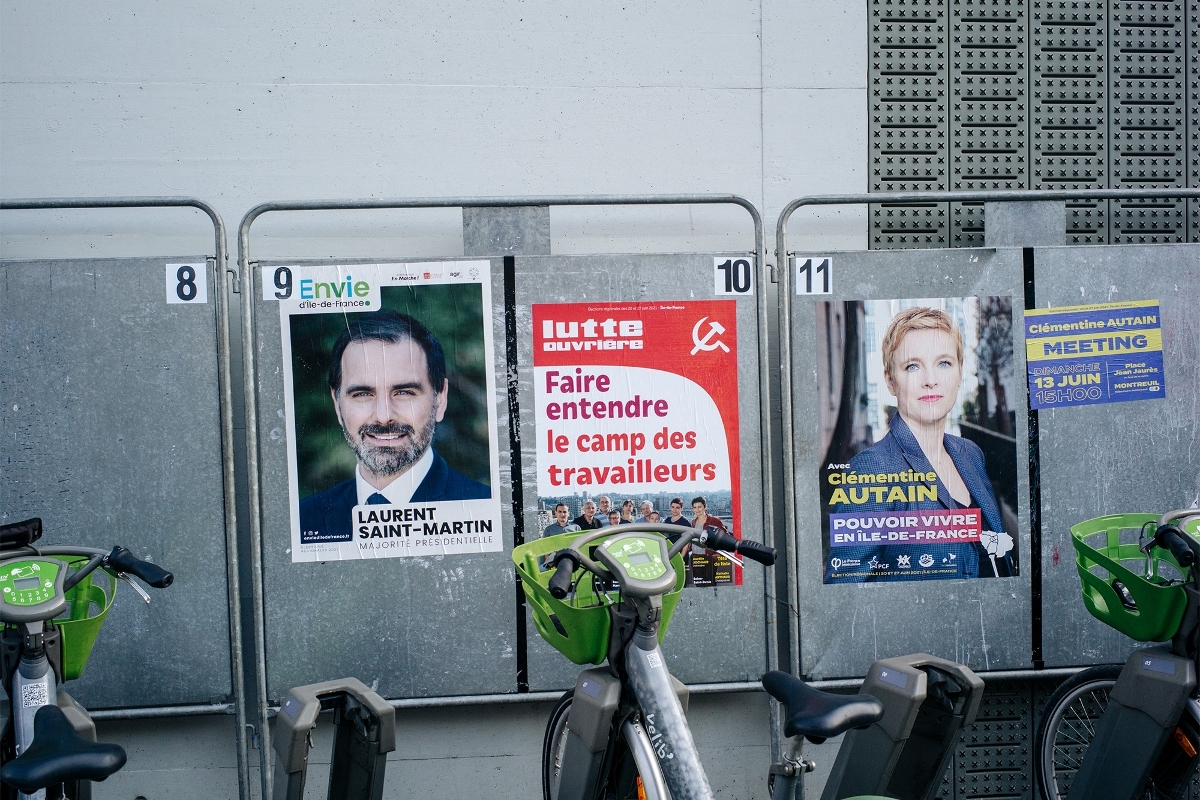 Des affiches de campagne, à Vincennes (Val-de-Marne), en juin 2021.