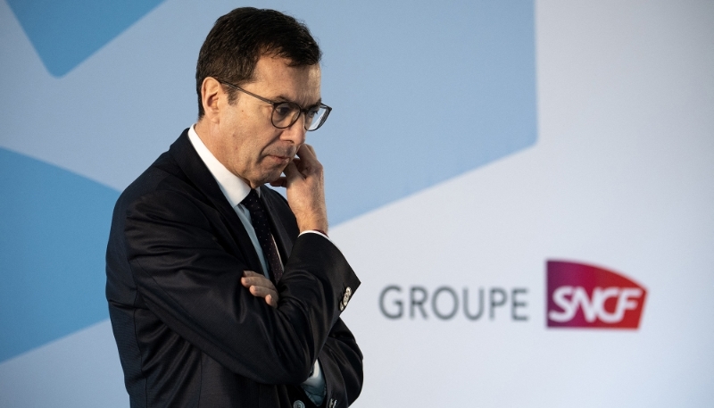 Jean-Pierre Farandou, PDG de la SNCF, lors de la présentation des résultats financiers 2022 du groupe, en février 2023.