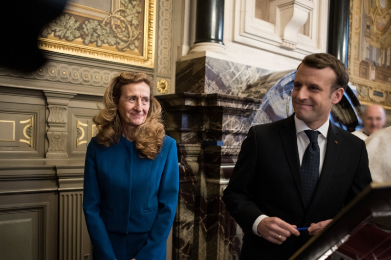 Nicole Belloubet, ministre de la justice, et Emmanuel Macron.