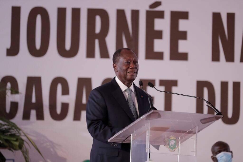 Alassane Ouattara, lors de la Journée nationale du cacao et du chocolat, en novembre 2020.