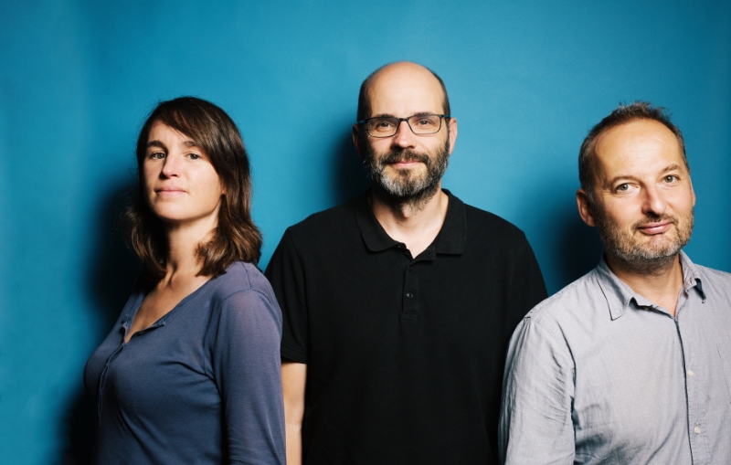 Gabrielle Boeri-Charles, David Carzon et Joël Ronez, cofondateurs de Binge Audio.
