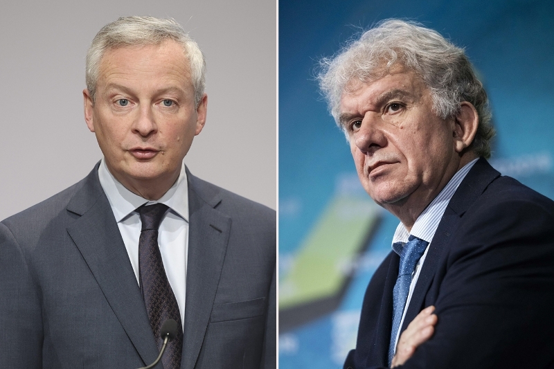 Le ministre de l'économie Bruno Le Maire et Yves Perrier, président d'Amundi et vice-président de Paris Europlace.