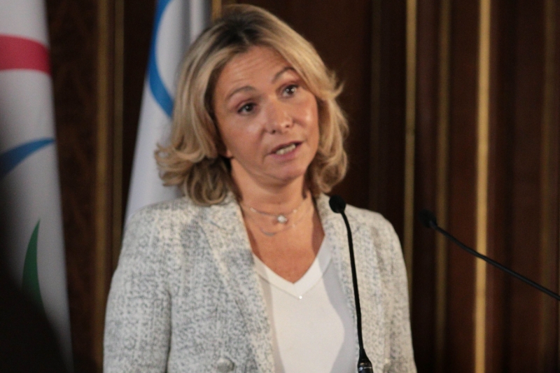 La présidente de la région Ile-de-France, Valérie Pécresse, le 5 octobre 2022, lors de la présentation du parcours du marathon des Jeux olympiques de 2024.