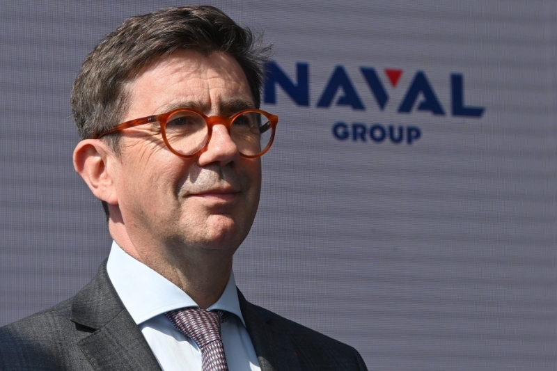 Pierre Eric Pommellet, le PDG de Naval Group, le 29 avril 2022 à Saint-Nazaire.